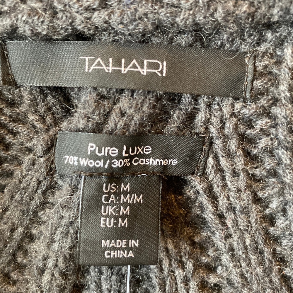 Cashmere Blend TAHARI GRAY CARDIGAN - Picture 5 of 8
